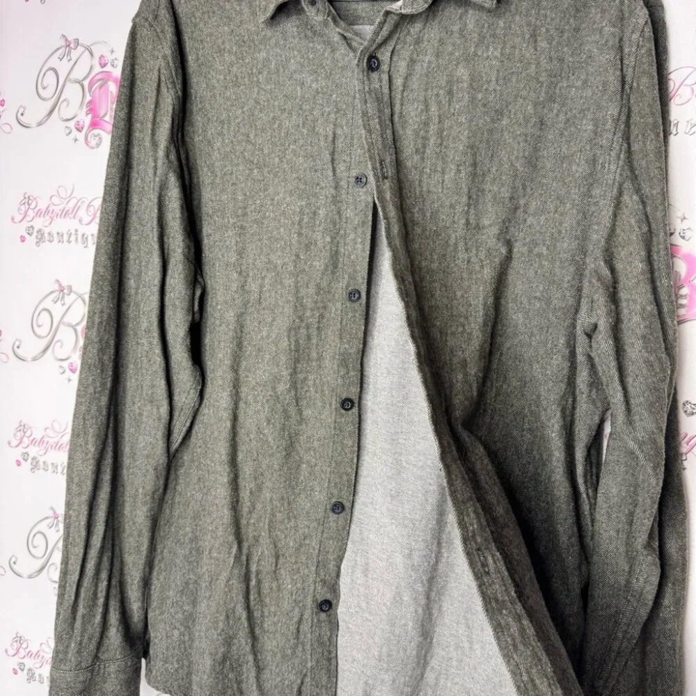 Only & sons Men's Gray green Shirt army color button up comfy soft - Picture 4 of 10